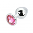 Plug Anal Met&aacute;lico Toosh Gold Grande com Pedra Rosa