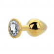 Plug Anal Met&aacute;lico Toosh Gold Grande com Pedra Transparente