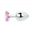 Plug Anal Met&aacute;lico Toosh Gold M&eacute;dio com Pedra Rosa