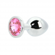 Plug Anal Met&aacute;lico Toosh Gold M&eacute;dio com Pedra Rosa