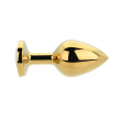 Plug Anal Met&aacute;lico Toosh Gold M&eacute;dio com Pedra Transparente