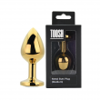 Plug Anal Met&aacute;lico Toosh Gold M&eacute;dio com Pedra Transparente