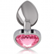 Plug em Metal com Coração de Cristal Rosa Tamanho M Plug em Metal com Coração de Cristal Rosa Tamanho M