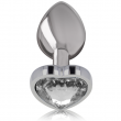 Plug em Metal com Coração de Cristal Transparente Tamanho L Plug em Metal com Coração de Cristal Transparente Tamanho L